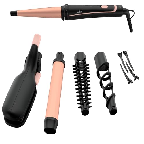 Calor Infinite Looks Multistyler 14 accessoires pour lisser boucler gaufrer onduler Revêtement céramique Facile à utiliser Pochette rangement Pinces pour cheveux...