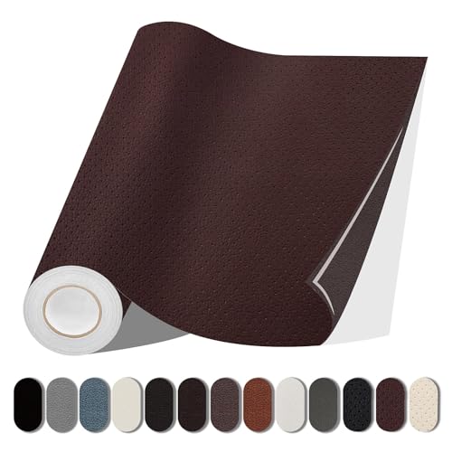 Patch de réparation pour cuir marron foncé ruban adhésif vinyle perforé meubles sofa chaises