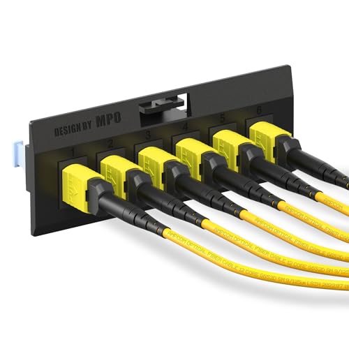 Image of AMPCOM MPO to MPO Trunk Cable 9 /125μm Singlemode OS1 /OS2(12 Fiber, MPO to MPO Female, Type B, LSZH /Riser, UPC, Yellow) 2m (6ft)