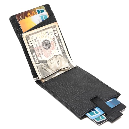 Fabio Valenti Money Clip Slim Minimalist Wallet for Men RFID Blocking Bifold Mens Wallet with Front Pocket Money Wallets Thin Gift Box(Money Clip-1)3