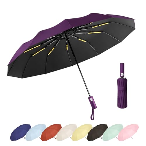 Image of Umbrella, UV Big Size Umbrella for Sun Protection Rain Windproof Strong large 3 fold for men women kids boys girls Perfect small & stylish Windproof & Compact (Purpal)