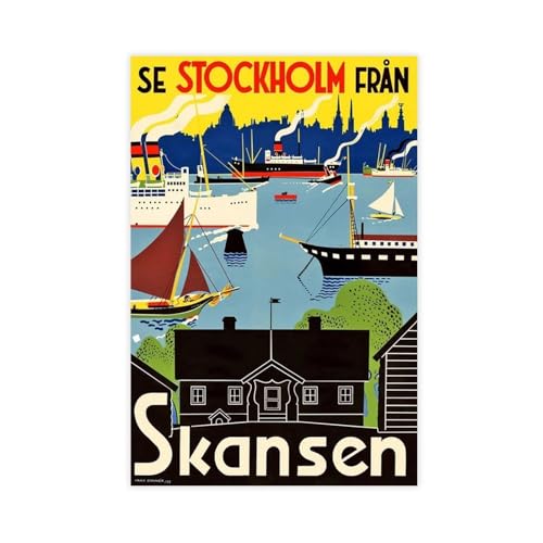 NKALFGH Schwedisches Vintage-Poster, Leinwand-Poster, Wandkunstdruck, Bild, Gemälde, 20 x 30 cm