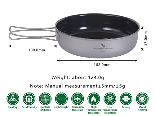 Boundless Voyage Titanium Non-Stick Frying Pan With Folding Handle Non-Stick Ceramic Coating Cooking Pot For Outdoor Camping Picnic Backpacking ((M)) #TOP2