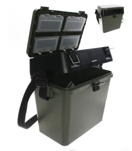 New Fishing Tackle Seat Box Green Storage Seatbox Compartments - Coarse Sea Beach from Teme Valley Tackle