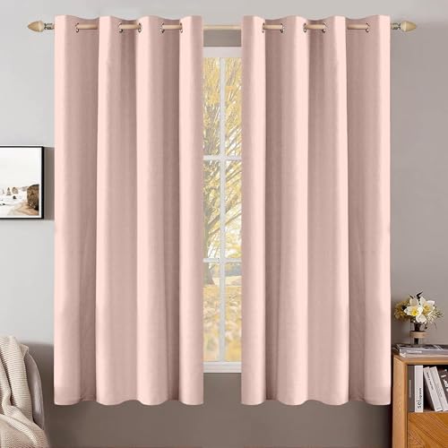 Image of Cortina 80-90% Blackout Solid Window Curtains 6 Feet Set of 2 - Thermal Insulated | Curtain for Living Room | Drapes for Bedroom | (6 Feet, Pink)