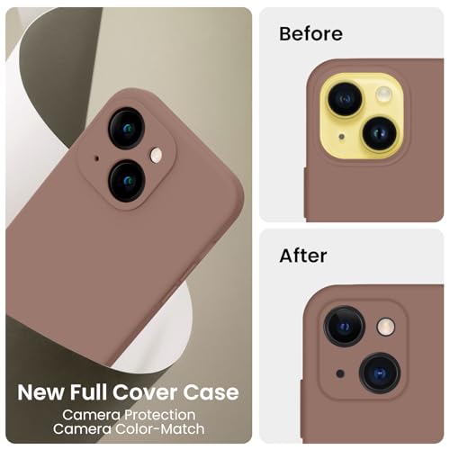 Image of FireNova Designed for iPhone 14 Case, Silicone Upgraded [Camera Protection] Phone Case, Soft Anti-Scratch Microfiber Lining Inside, 6.1 inch, Light Brown