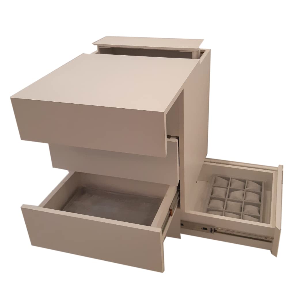 B SECRET DESIGNS Modern Keepsake Storage Organizer With Hidden Compartment Drawers For Ring, Bracelet, Watch, Necklace, Earrings, And Accessories