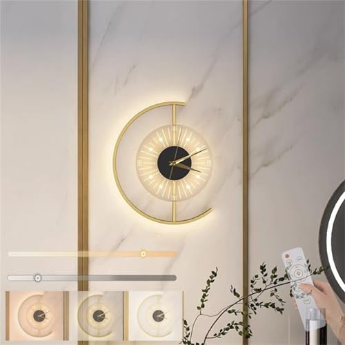 Apliques de Pared Sala de Estar de Diseño Exclusivo Oro con Reloj LED Interior