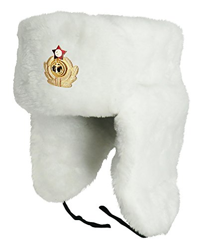 CUCUBA® Unisex Sombreros Blanco Original SOVIÉTICO Ushanka - Idea DE Regalo (57 Size M (EU)) Cover