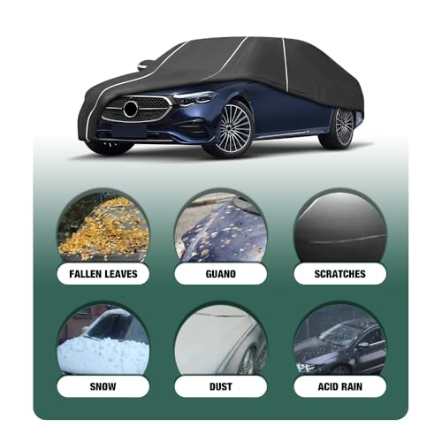 Fluorescent Strip Design 6 Layers Waterproof Car Cover Compatible for Mercedes Benz E-Class Sedan E300 E350 E400 E450 2006-2024 All Weather Full Car Cover with Storage Bag by BERKSYDE - Used condition - Image 2