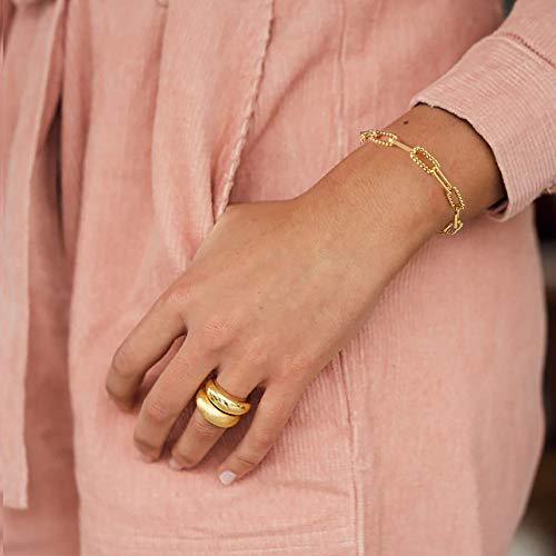 Osiana Dainty Cable Wire Link Bracelet For Women 18K Gold Plated Simple Rectangle Chain Classic Handmade Bracelets Tiny Cute Minimalist Personalized Jewelry For Her #TOP3