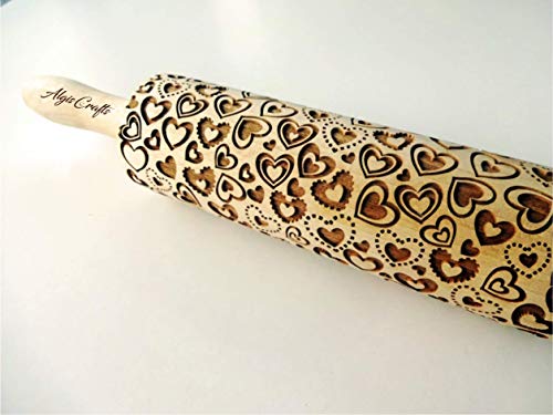 Algis Crafts Hearts Embossing Rolling Pin Wooden Rolling Pin For Embossed Cookies With Love Hearts thumb #4