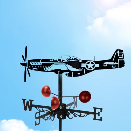 Segnavento in Metallo, Segnavento a Forma di Aeroplano, Banderuola, Strumento di Misurazione del Vento, Banderuola per Cortile, Fienile, Capannone, Ornamento per Tetti e Giardini