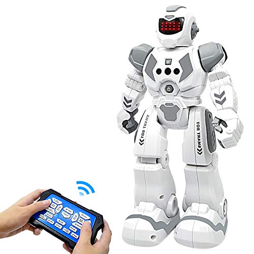 BIBIELF Robot Toys for Kids, RC Programmable Robot Toys for Boy with Infrared Gesture Sensing, Sliding, Singing, Dancing, Interactive Early Educational Kids Robot Toys for Kids, Gray