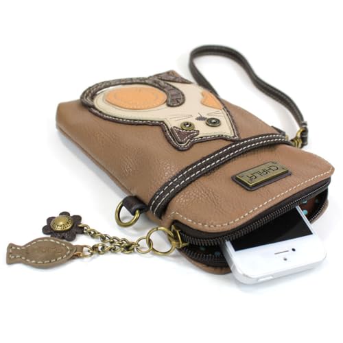 Image of CHALA Cat Collection Cell Phone Crossbody Purse-Women PU Leather /Canvas Multicolor Handbag with Adjustable Strap
