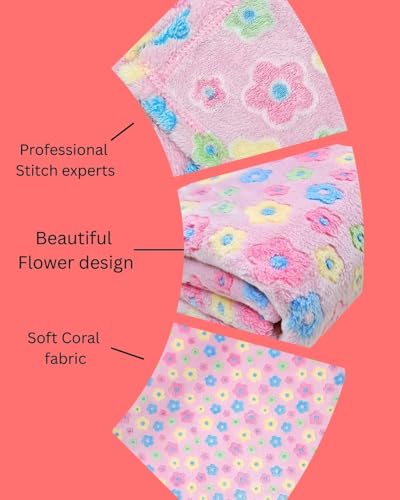 Image of Swissberry Baby Blankets New Born Crib Printed Sheet Blanket for Baby Boys & Baby Girls, L 100 cm x B 75 cm, Pack of 2 Pc. | Super Soft, Cozy & Comfortable Blanket(Pink Flowers)
