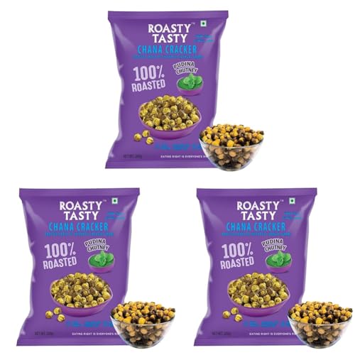 Image of Roasty Tasty Chana Cracker | Pudina Chutney | Healthy Snacks | Roasted Chana | Namkeen Snacks | Crunchy Chickpeas Snacks | Rich In Protein | Cholesterol Free, Transfat Free, 200g (Pack of 6)