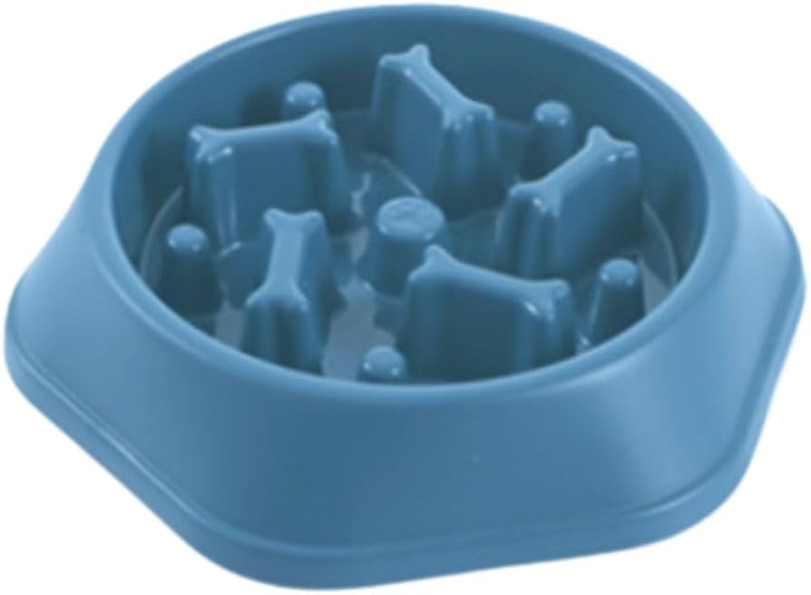 ペット食器　早食い防止用　(色:ブルー) Amazon | UNIBIZ 早食い防止 食器 犬 餌やり ブルー フードボウル