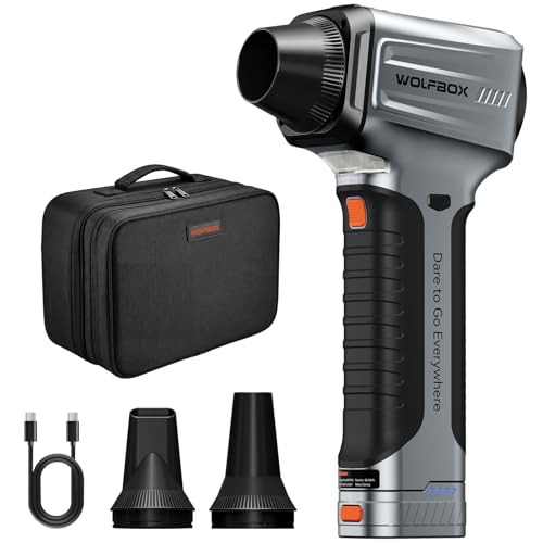 WOLFBOX MF500Pro Cordless Leaf Blower, Removable Battery & Case | Turbo Jet Blower, 168MPH Hurricane-Force, Stepless Speed Control, Smart Digital Display, for Car Drying, Patio & Workshop