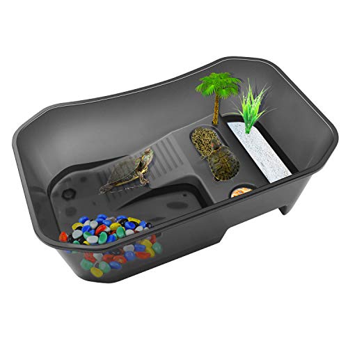 Rypet Turtle Tank Aquarium - Reptile Habitat, Turtle Habitat, Reptile Aquarium Tank for Crayfish Crab (Excluding…