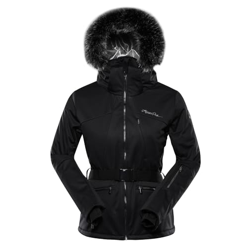 ALPINE PRO Lady's PTX Waterproof Windproof Thermal 3-Layer Hooded Ski Jacket for Sonwsports Snowboarding Skiing (Black/L)