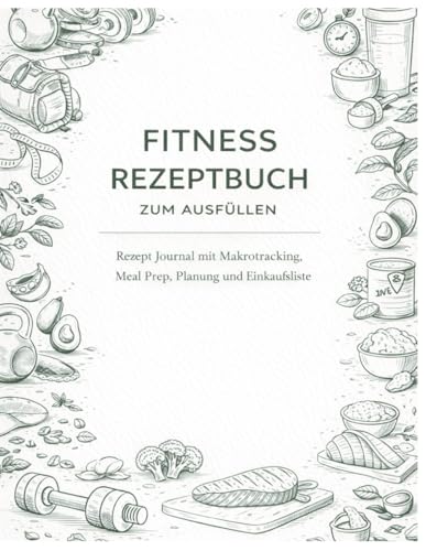 Fitness Rezeptbuch zum Ausfüllen: Rezept Journal mit Makrotracking, Meal Prep, Planung und Einkaufsliste