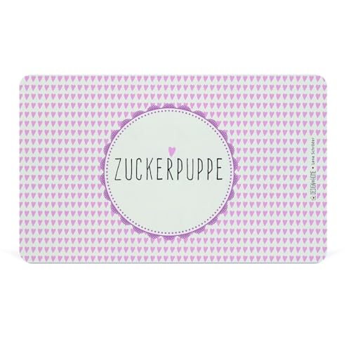 Tabla de cortar para desayuno, 23 x 14 cm, de Resopal, tabla de cortar de alta calidad con diseño divertido/moderno, duradera, resistente a los arañazos y apta para lavavajillas, muñeca de azúcar