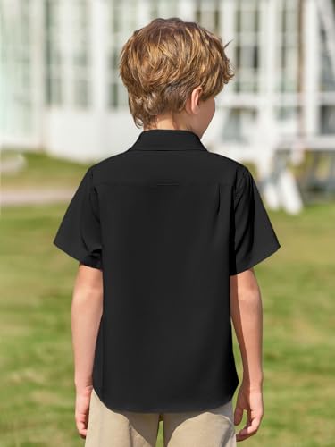 Haloumoning Boys Short Sleeve Dress Shirts Kids Summer School Uniform Button Down Shirt 5-14 Years3