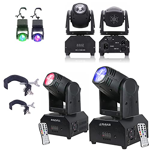 Ibiza Light - Pack de 2 Lyres LMH250-RC Projecteurs Motorisés LED 10W DMX Télécommande - Soirée DJ Anniversaire Prestation Animation Professionnel Fête...