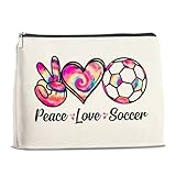 YeleY Soccer Gifts for Women Girls, Soccer Lovers Gifts Makeup Bag, Soccer Gifts for Soccer Players Team Fans, Gift for Soccer Lovers Cosmetic Bag