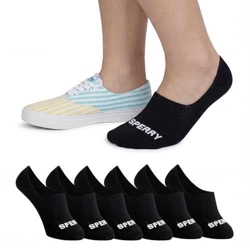 Sperry Women's 6-Pack Arch Hugger Liner Socks, Black, 4-10