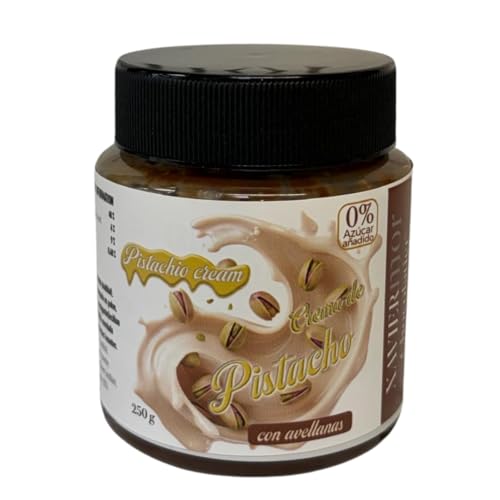 XAVIERMOR – Crema de Chocolate blanco de pistachos con Avellana, 250g – Sin Azúcar, Rica en Proteína y Sabor Intenso – Ideal para Desayunos y Snacks Saludables