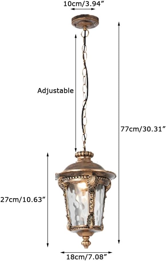 Pendant Lamp Outdoor Pendant Lights-Retro Waterproof Ceiling Pendant Lamps Aluminum and Glass Hanging Lamp E27 Exterior Pendant Lighting Adjustable Outside Chandelier for Garden Patio Porch Corridor(G