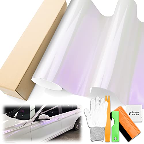 JDMBESTBOY Free Tool Kit Pearl White to Pink Gloss Glossy Car Vinyl Wrap Sticker Decal Film Sheet Bubble Free Air Release Technology - 24'X60' (2FT X 5FT)
