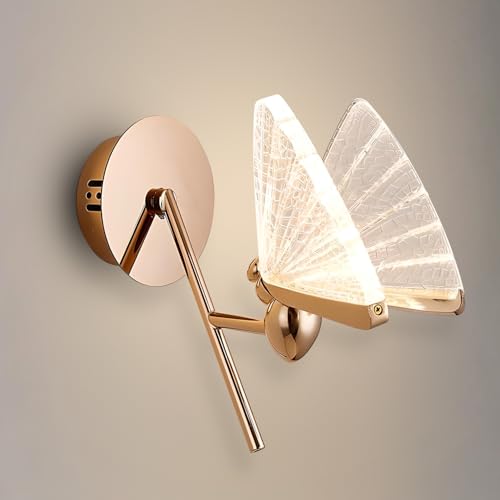 Image of Smartway Linda 6W Butterfly Modern LED Wall Lamp | 3 Color Modes | Decorative Wall Light for Living Room, Bedroom, Bedside & Home Decoration | Gold | 1-Year Warranty