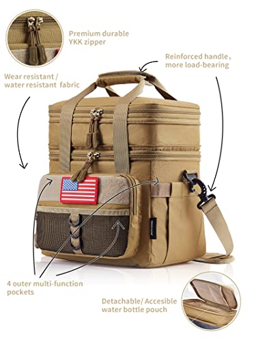 Joyhill Tactical Lunch Box For Men, Double Deck Expandable Insulated Lunch Bag, Large Durable Thermal And Cooler Bag For Adult, Modern Leakproof Bag For Adult Work, Camping, Picnic, Green Camo #TOP2