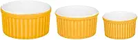 Conjunto De 3 Tigelas Ramequins Branco e Amarelo - Oxford