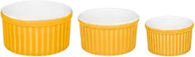 Conjunto De 3 Tigelas Ramequins Branco e Amarelo - Oxford