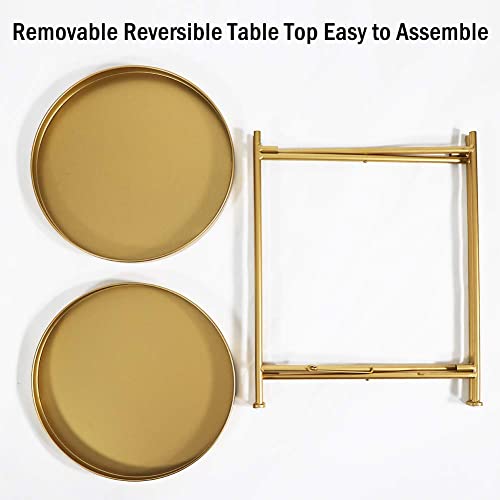 Tiita Round End Table Mental 2-Tier Side Table Nightstand/Small Iron Tables Accent Coffee Table For Living Room Bedroom Office Small Space #TOP6