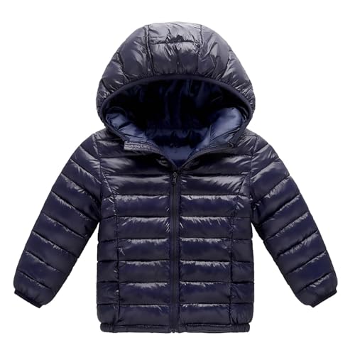 RKSTN Children's Fashion Winter Coats Solid Color Lightweight Down Jacket with Hood Zip Up Quilted Puffer Jackets