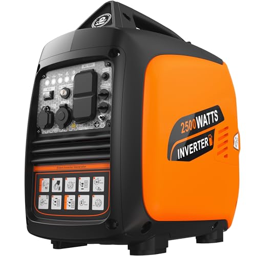 Mutaomay 2500W Portable Inverter Generator, Super Quiet Long Runtime Gas Generator for Home Use...