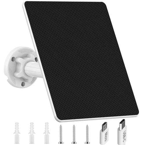 5W Solar Panel for Security Camera, Solar Panel with Built-in 8000mAh Battery for All Micro USB...