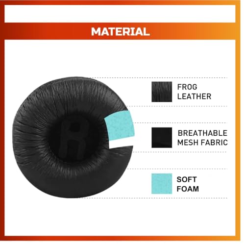 Image of Crysendo 70mm Frog Leather Ear Pads for Zebronics Zeb-Bang, Black, 15mm | Leather replacement headphone cushions for worn earpads; comfortable daily headset use; easy-fit replacement design; Black