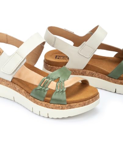 Image of PIKOLINOS Palma W4N-0968 Women's Sandals - Stylish Premium Leather Wedge Sandals - Cushioned Insole, Hook & Loop Closure, Ultra-Light Sole for Everdat Walking