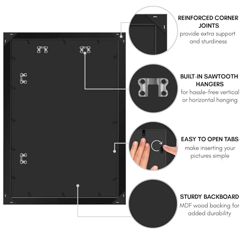 Americanflat 20x30 Poster Frame with Polished Plexiglass - Black Picture Frame - Wide Photo Frames Made of Engineered Wood for Vertical or Horizontal Wall Display - Epic Collection - Black