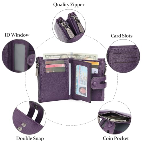 Image of Small Wallet for Women Card Holder with Double Zipper Pockets