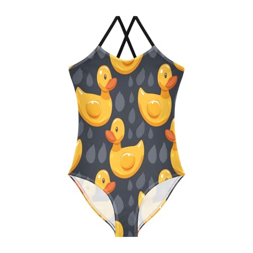Cute Rubber Yellow Duck Girls One-Piece Swimsuit Beach Bathing Suit
