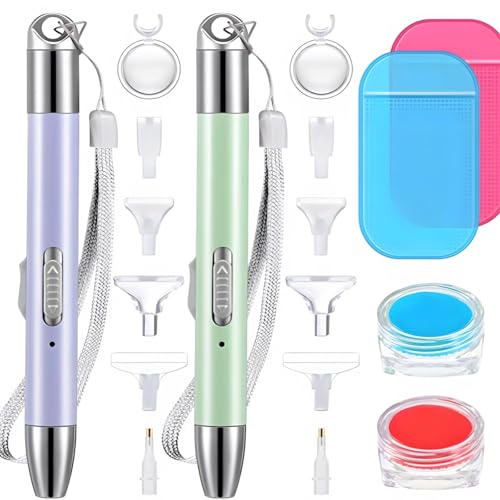 Herramientas de pintura de diamantes con aplicador de luz led y estuche 2