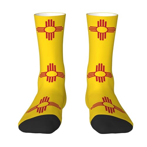 XZDZDX Flag of New Mexico Polyester Mid-Calf Socks White for Unisex - Skin-Friendly Elastic Fashion Crew Socks