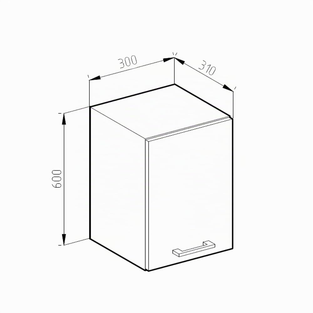 Vicco Pensile da cucina R-Line, Rovere dorato, 30 cm, per la libera combinazione all'interno di sistemi cucina modulari